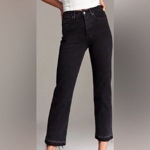 Denim Forum Aritzia washed black Arlo High Rise Straight jeans